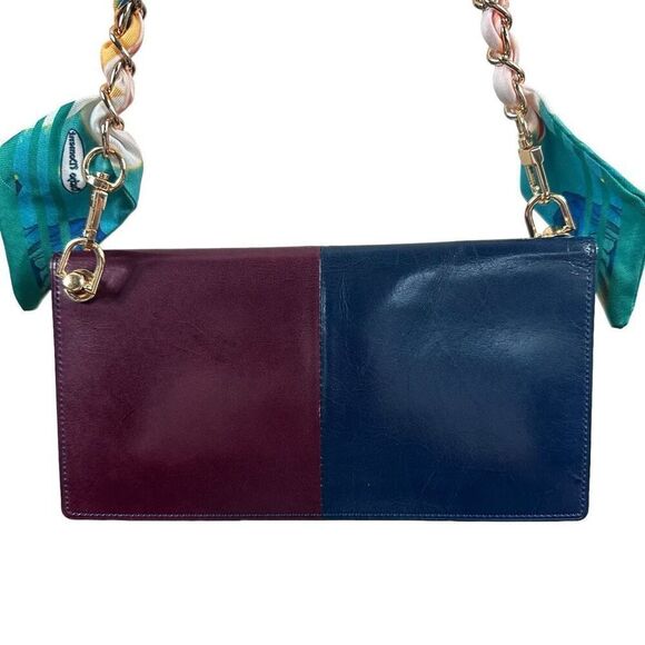 Yves Saint Laurent YSL Vintage Multicolor Two-Tone Long Wallet W/ Added Crossbod - Picture 2 of 16